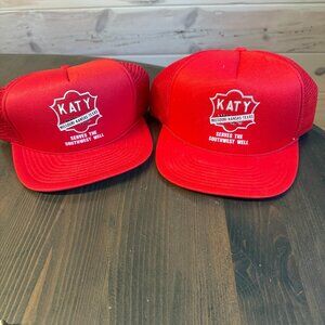 Vintage MKT Katy Railroad Hat Trucker Mesh Red Snapback Lot of 2